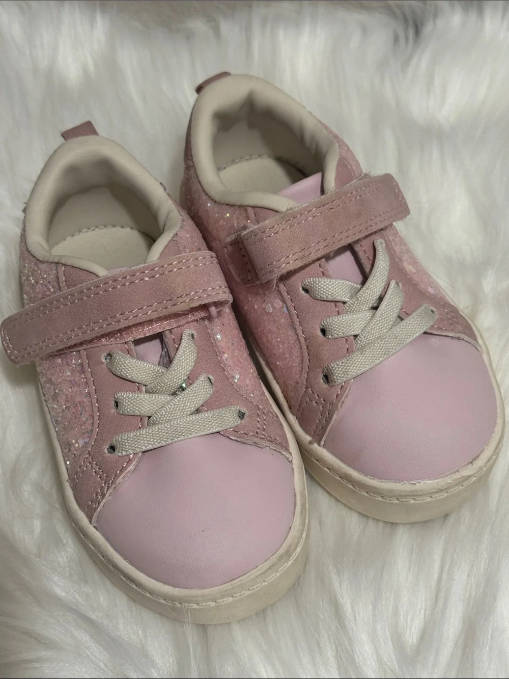 Carter's Baby Girls Light Pink Glitter Velcro Sneakers